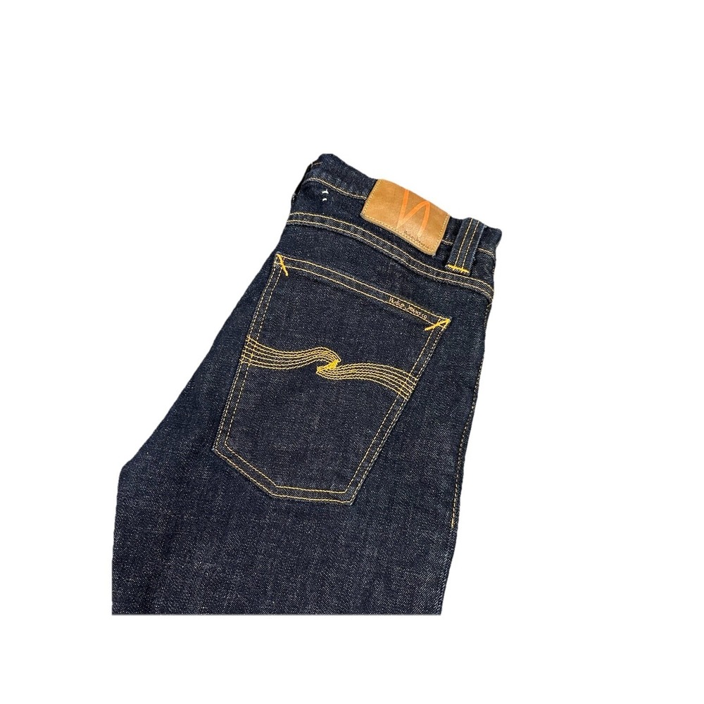Nudie Jeans Co Tube Tom Mens 31x34 Slim Dark Wash Org Twill Rinsed Denim Jeans